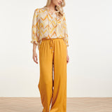 Dames Top Met Gele Zigzag Aztec Print | Yellow - Muticolour