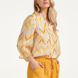 Dames Top Met Gele Zigzag Aztec Print | Yellow - Muticolour