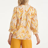 Dames Top Met Gele Zigzag Aztec Print | Yellow - Muticolour