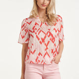 Top Feminino com Estampado Azteca Gráfico em Rosa e Vermelho | Red - Pink