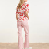 Top Feminino com Estampado Azteca Gráfico em Rosa e Vermelho | Red - Pink