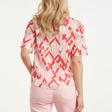 Top Feminino com Estampado Azteca Gráfico em Rosa e Vermelho | Red - Pink