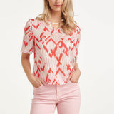 Top Feminino com Estampado Azteca Gráfico em Rosa e Vermelho | Red - Pink