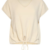 Dames Top Met V-Hals En Trekkoord | Off White