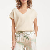 Dames Top Met V-Hals En Trekkoord | Off White