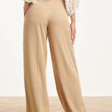 Dames Zachte Wijde Pantalon Met Rechte Pijpen | Dark Sand
