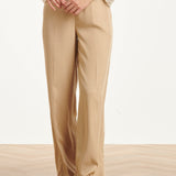 Dames Zachte Wijde Pantalon Met Rechte Pijpen | Dark Sand
