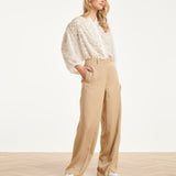 Dames Zachte Wijde Pantalon Met Rechte Pijpen | Dark Sand
