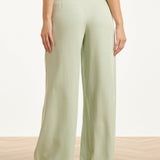 Dames Zachte Wijde Pantalon Met Rechte Pijpen | Soft Green