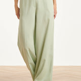 Dames Zachte Wijde Pantalon Met Rechte Pijpen | Soft Green