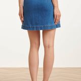 Denim Mini-Rok Met Knoopsluiting En Steekzakken | Medium Blue Denim