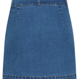 Denim Mini-Rok Met Knoopsluiting En Steekzakken | Medium Blue Denim
