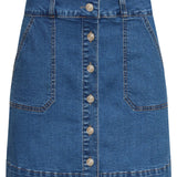 Denim Mini-Rok Met Knoopsluiting En Steekzakken | Medium Blue Denim