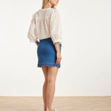 Denim Mini-Rok Met Knoopsluiting En Steekzakken | Medium Blue Denim
