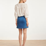 Denim Mini-Rok Met Knoopsluiting En Steekzakken | Medium Blue Denim