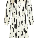 Vestido Abotoado com Estampado Abstrato Preto e Branco | Off White - Black