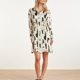 Vestido Abotoado com Estampado Abstrato Preto e Branco | Off White - Black