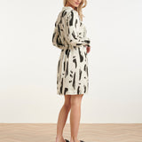 Vestido Abotoado com Estampado Abstrato Preto e Branco | Off White - Black