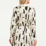 Vestido Abotoado com Estampado Abstrato Preto e Branco | Off White - Black