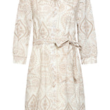 Vestido Abotoado com Bordado Paisley | White - Dark Sand