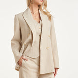 Blazer Cruzado com Brilho Subtil | Sand - Gold