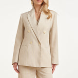 Blazer Cruzado com Brilho Subtil | Sand - Gold