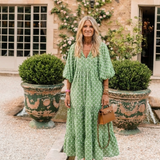 Apolline | Vestido Midi Estampado com Manga Três Quartos e Decote em V