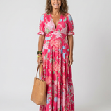 Ione - Vestido floral decote em V