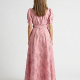 Xanthea | Vestido-Camisa Maxi Floral Texturado com Cinto e Manga Curta