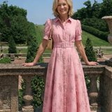 Xanthea | Vestido-Camisa Maxi Floral Texturado com Cinto e Manga Curta