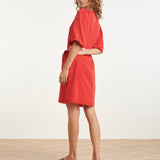Vestido Elegante A-Line com Decote V e Cinto a Laço | Red