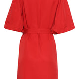 Vestido Elegante A-Line com Decote V e Cinto a Laço | Red
