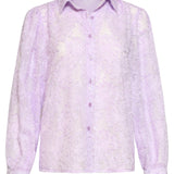 Blusa Translúcida Elegante com Estampado em Relevo | Lilac