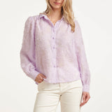Blusa Translúcida Elegante com Estampado em Relevo | Lilac