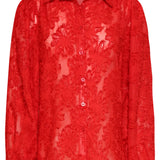 Blusa Translúcida Elegante com Estampado em Relevo | Red