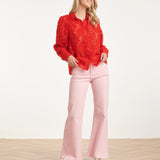 Blusa Translúcida Elegante com Estampado em Relevo | Red
