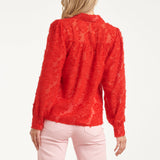 Blusa Translúcida Elegante com Estampado em Relevo | Red