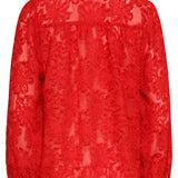 Blusa Translúcida Elegante com Estampado em Relevo | Red