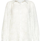 Blusa Translúcida Elegante com Estampado em Relevo | White