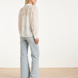 Blusa Translúcida Elegante com Estampado em Relevo | White