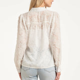 Blusa Translúcida Elegante com Estampado em Relevo | White
