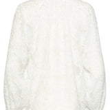 Blusa Translúcida Elegante com Estampado em Relevo | White