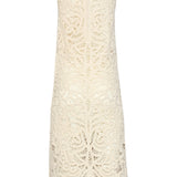 Vestido de Croché Elegante com Estampado Floral em Off-White | Off White
