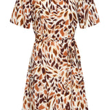 Vestido Curto Elegante com Estampado Animal Abstrato | Multicolor