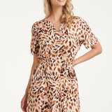 Vestido Curto Elegante com Estampado Animal Abstrato | Multicolor