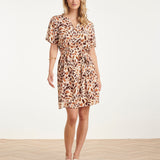 Vestido Curto Elegante com Estampado Animal Abstrato | Multicolor