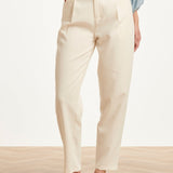 Calças Elegantes com Pregas e Cintura Alta | Off White