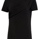 Elegante Stretch Top Met Gedrapeerde Halslijn | Black