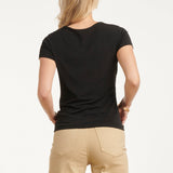 Elegante Stretch Top Met Gedrapeerde Halslijn | Black