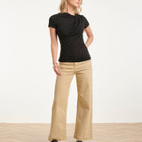 Elegante Stretch Top Met Gedrapeerde Halslijn | Black